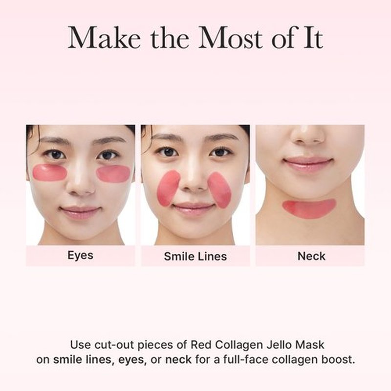 ARENCIA Red Collagen Jello Mask, Plump & Hydrating x 4ea, Overnight Hydrogel Mask for Dry, Mature Skin, Packed with Collagen, 5 Peptides, 2% Niacinamide