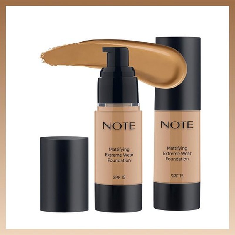 NOTE Mattifying Extreme Wear Liquid Foundation SPF 15 - Full Coverage for Oily Skin - 1 oz, Shade 04