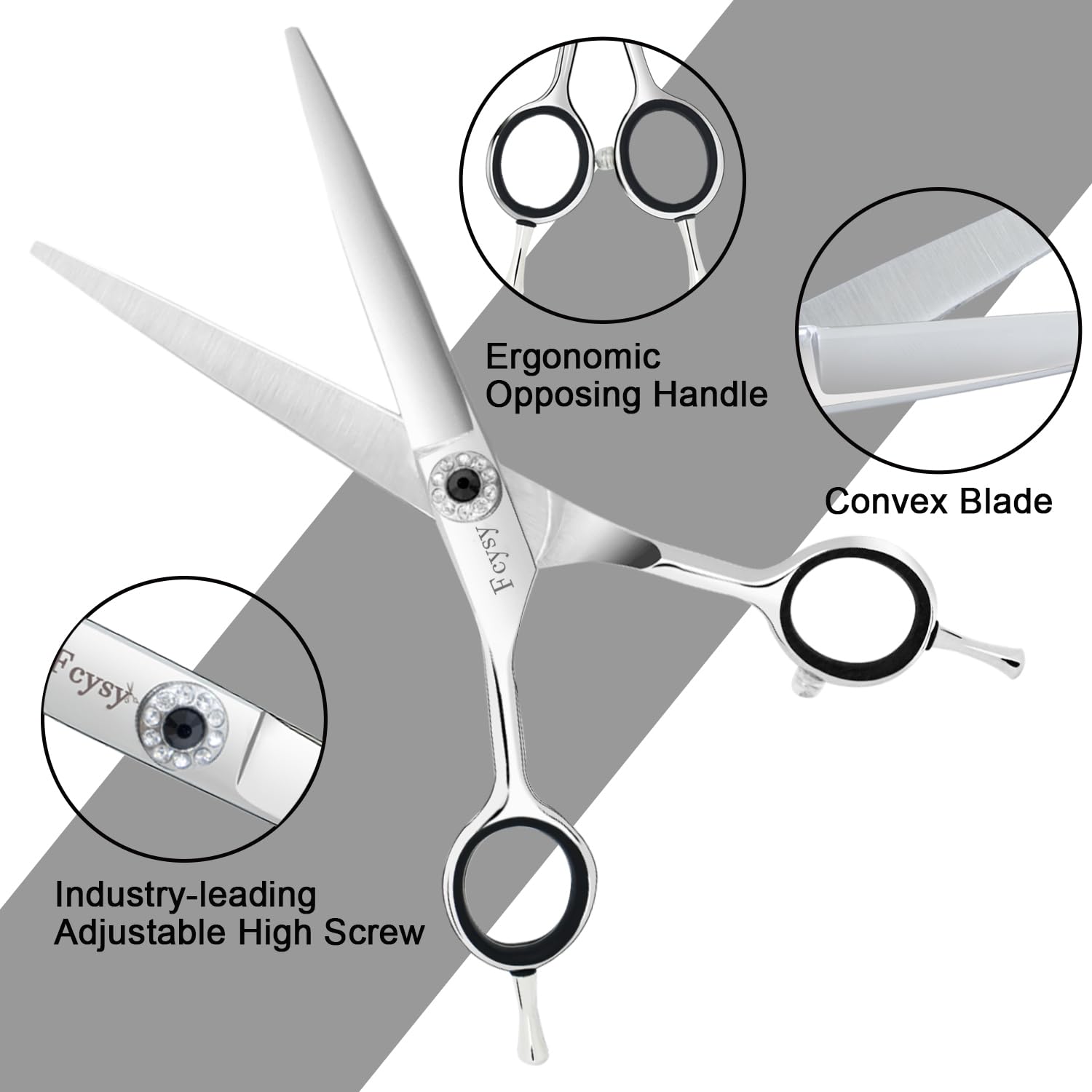 Left Handed Hair Cutting Scissors, Fcysy Professional 6 In Lefty Barber Shears, Left Hand Salon Haircut Trimming Scissors for Barbers, Stylists & Home Use