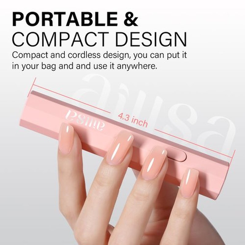 AILLSA Handheld UV Light for Gel Nails, Flash Cure LED Nail Lamp, Mini Portable Cordless for Fast Drying Home Salon (Pink)