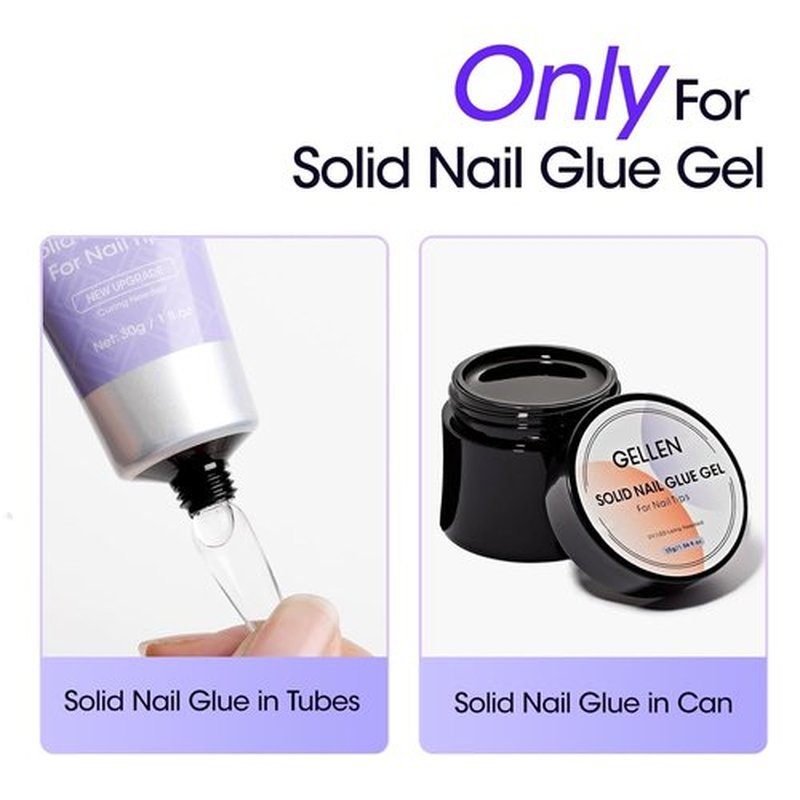 Gellen 2 Pack 60ML Solid Gel Nail Glue Remover Spray For Press-on Nails, Nail-friendly Glue-off Remover for Artificial False Acrylic Nails, Acetone Free Nail Glue Debonder with Stick