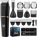 PRITECH Beard Trimmer for Men – 6-in-1 Cordless Grooming Kit, Waterproof IPX6 Men's Shaver with Foil Razor, Beard/Hair/Body/Precision/Nose/Micro, Long Battery Life, Easy to Clean (Black)