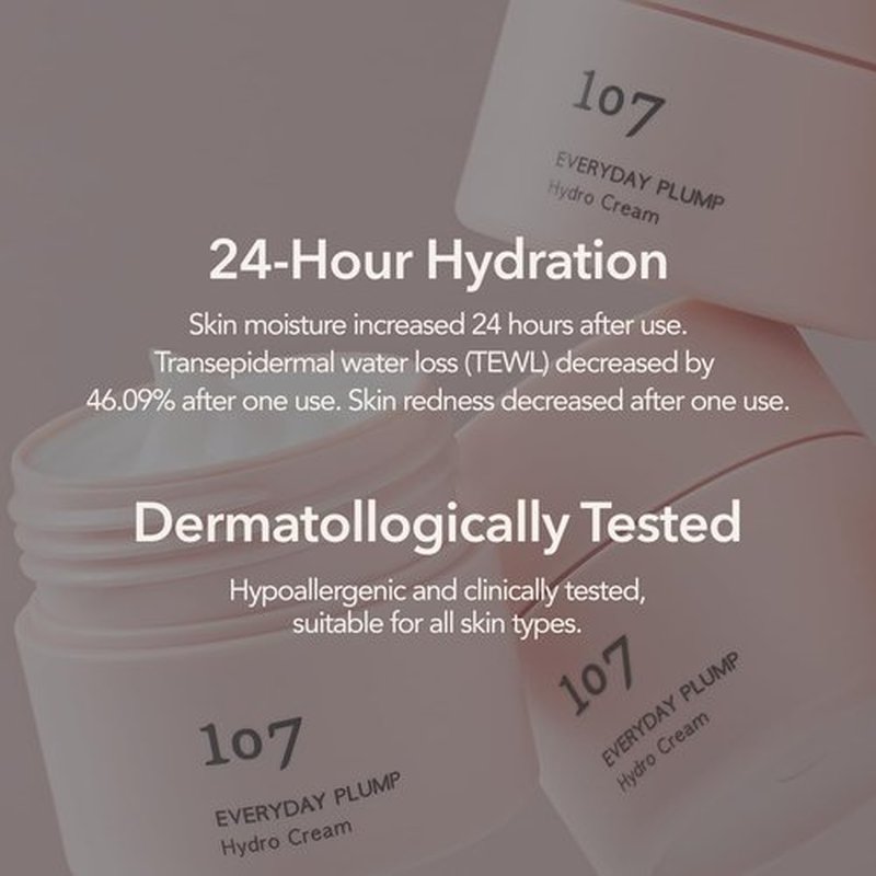 107 EVERYDAY PLUMP Hydro Cream - Lightweight Face Moisturizer with Probiotics & Squalane | Hydrates & Enhances Radiance (1.7 fl oz)