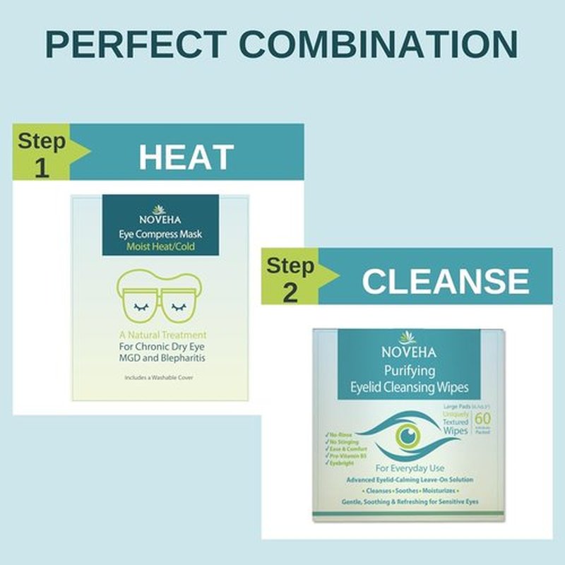 NOVEHA 180PCs Eyelid & Lash Wipes | For Itchy, Dry Eyes, Styes & Blepharitis | Gentle Refreshing Eye Scrub Cleansing Wipes, Hypoallergenic & Soothing For Sensitive Eyes | Vegan Face Moisturizer