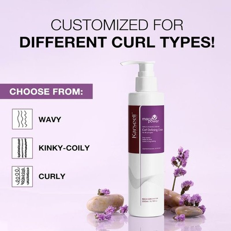 Karseell Curling Perfection Cream - Curl-Defining Essence for All Hair Types, Paraben-Free, 200ML