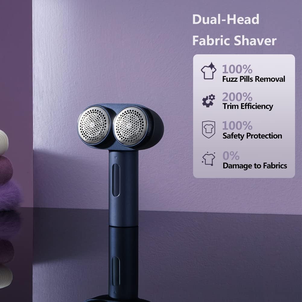 Nesugar Electric Professional Dual-Head Fabric Shaver and Lint Remover and Clothes Shavers with Green Light aided Identification, 3-Speeds (M5)