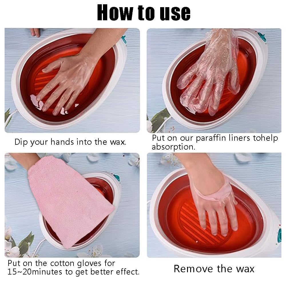 Ouliget Paraffin Wax Mitts for Hand,Paraffin Heated Hand SPA Mittens for Women,Gloves Moisturizing Cracked Hot Wax Hand Thermal Treatment Wax Accessories,Pink