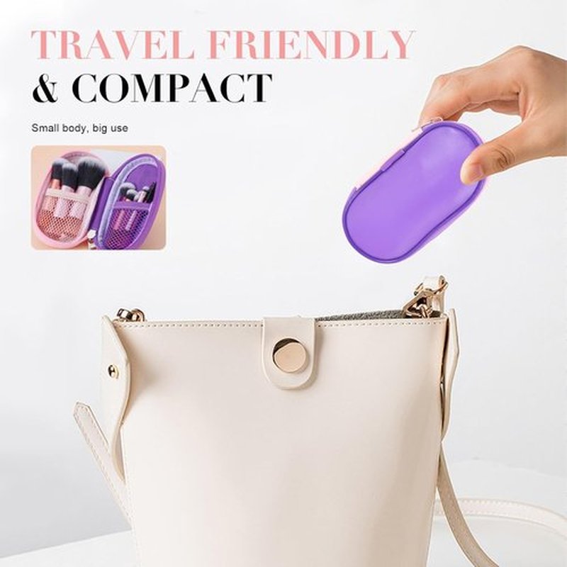 Skiennix Portable Mini Travel Makeup Brush Set - 10 Pcs with Soft Synthetic Bristles for Full Face | Compact Pouch Included
