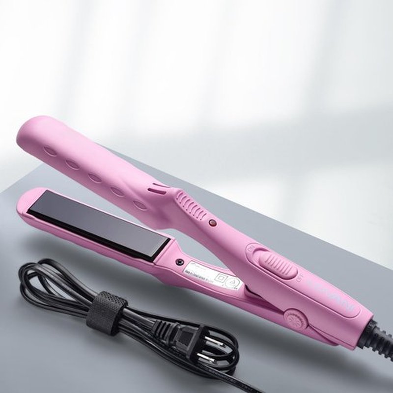 LOVANI Mini Flat Iron, Dual Voltage Travel Hair Straightener, Tourmaline Ceramic Small Flat Irons for Short Hair/Bangs (Pink, 0.5 Inch, SleekMini)