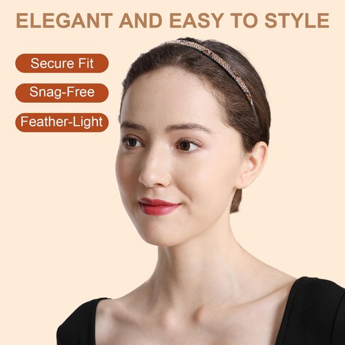 KOVOLITU Headbands Designed for Eyewear-Fashion Glitter Sparkly Diamond Hairbands Comfortable Non-Slip Thin Headbands for Women Girls-AB Silver