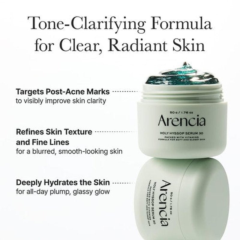 Arencia Glow Hyssop Overnight Face Mask Serum - Hydrating Anti-Aging Formula for Youthful Korean Glass Skin | Vitamins A, C, E, Niacinamide & Peptides