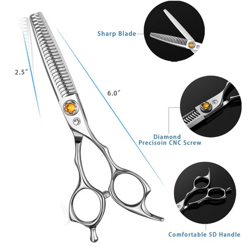 M.steve Thinning Shears for Hair Cutting 6",Left and Right Hand Professional Hair Thinning Scissors with Barber Texturizing 26 Teeth Shears,Barber Scissors for Salon/Home Use