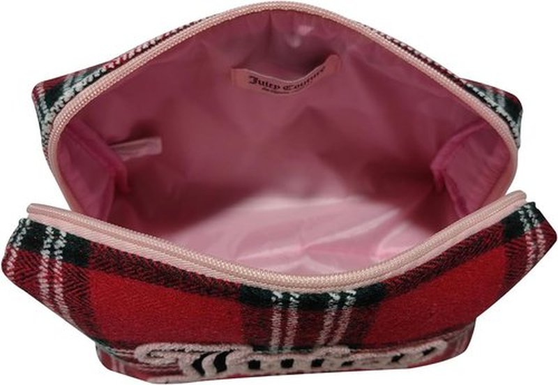 Juicy Couture Makeup Bag - Red Cosmetics Organizer with Zip Top | Travel Essentials Wedge Design