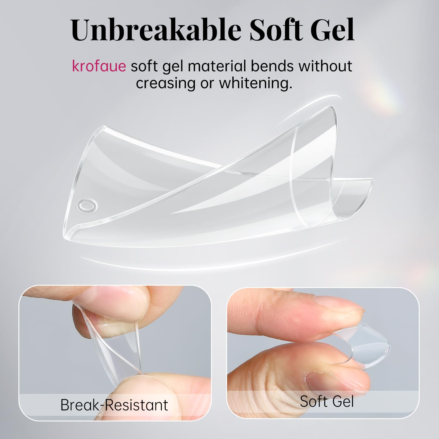 krofaue Duck Nail Tips - Clear Soft Gel Curved Nail Tips