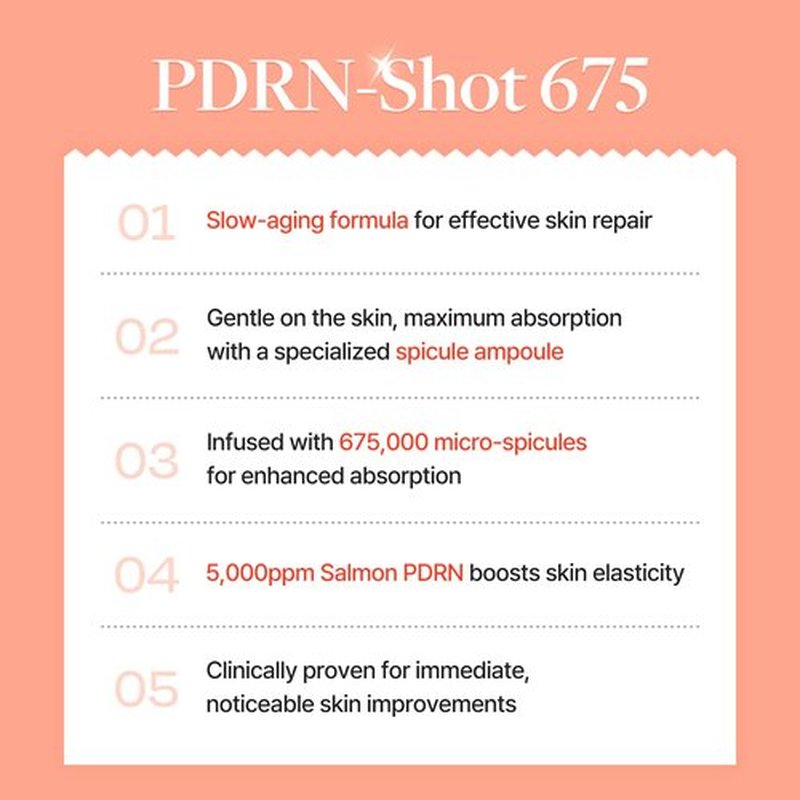 COSNORI PDRN-Shot 675 - Korea Facial Serum with 675,000 high purity spicules - Salmon-Derived PDRN 5,000 PPM - Glow, Firm-Looking & Even Texture Care - Korean Skin Care (50ml / 1.69 fl. oz.)