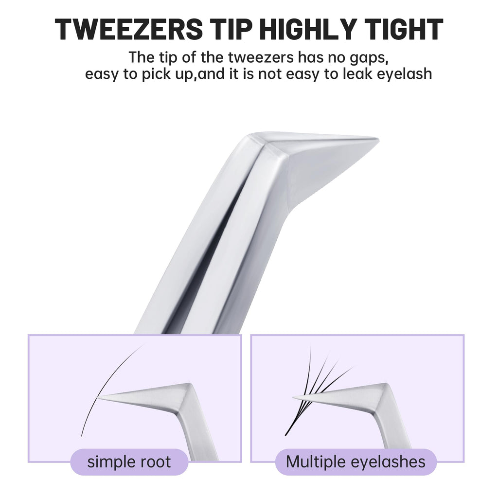 Natuhana High Precision Lash Tweezers for Individual and Volume Eyelash Extensions Premium Stainless Steel Curved Fiber Tip Professional Isolation Tweezer