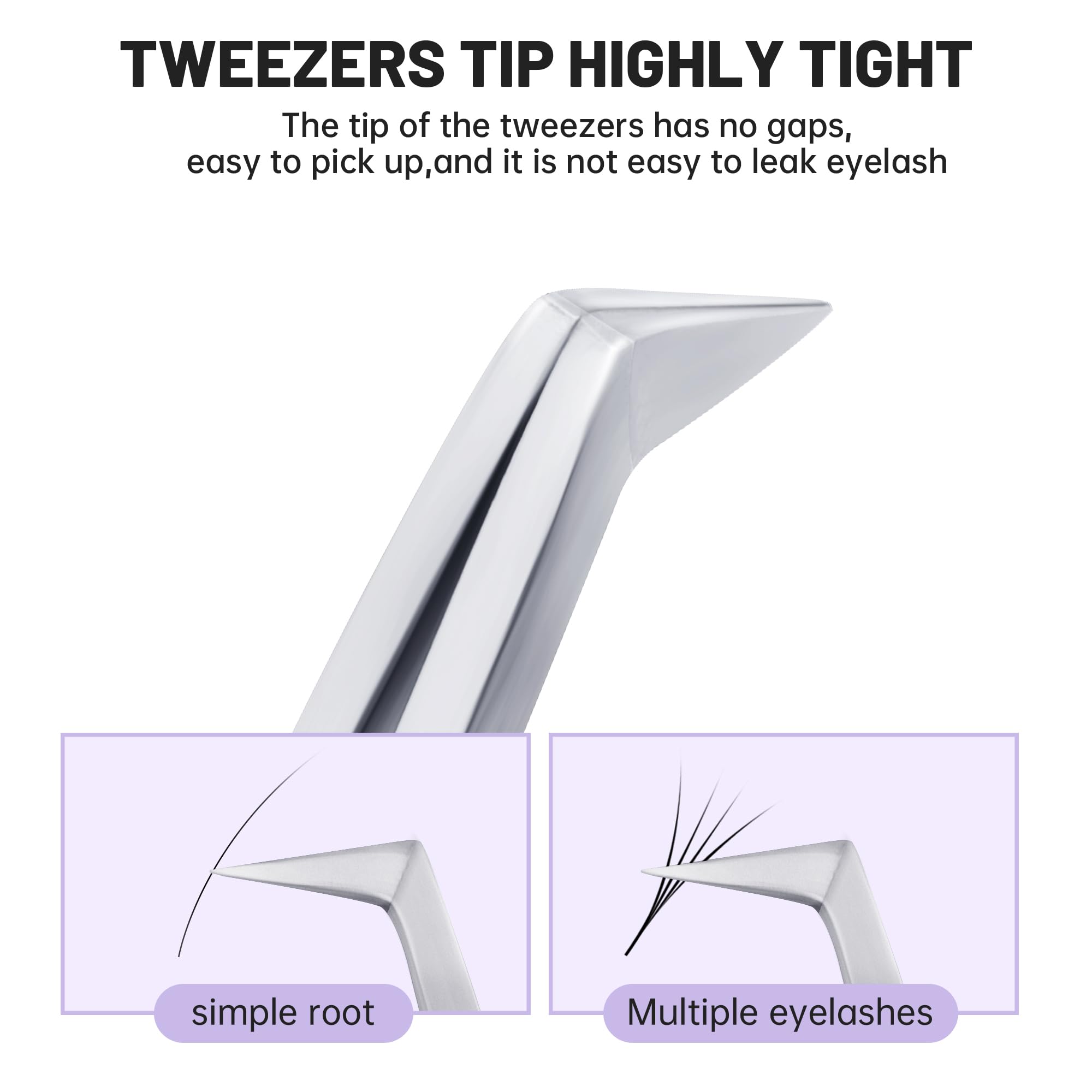 Natuhana High Precision Lash Tweezers for Individual and Volume Eyelash Extensions Premium Stainless Steel Curved Fiber Tip Professional Isolation Tweezer
