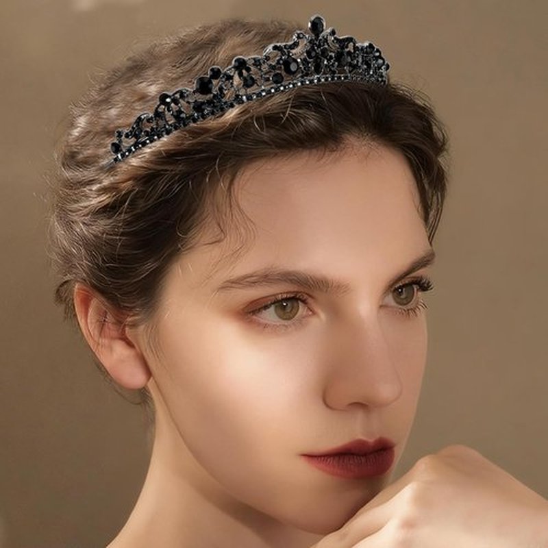 TOBATOBA Black Tiara Crowns for Women Gothic Wedding Tiara Princess Black Swan Costume for Bride, Quinceanera Crown 15 años quinceañeras for Birthday Bridal Prom Pageant