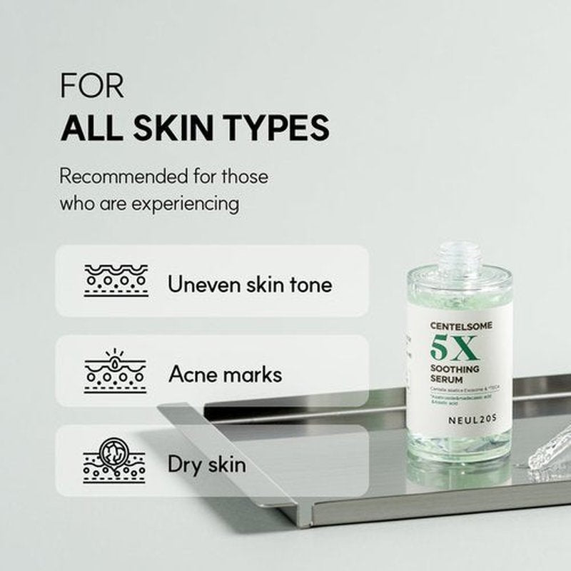 NEUL20S Centelsome 5X Soothing Serum 1.69 fl oz/50ml | for Hydration, Glow, Sensitive, Anti Aging, Acne treatment for Face, Korean Skincare with Centella Asiatica, Exosomes for Skin, Panthenol