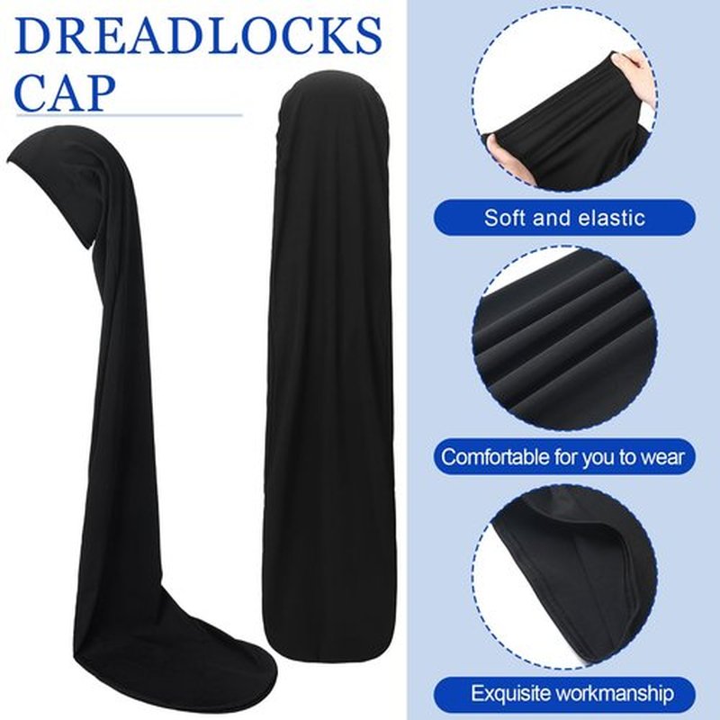 Twistover 2 Pcs Jumbo Dreadlock Cap Hair Dreads Head Wrap Loc Wraps for Dreads Hair Accessories for Men Women Sleeping(Black,Black,50 Inches)