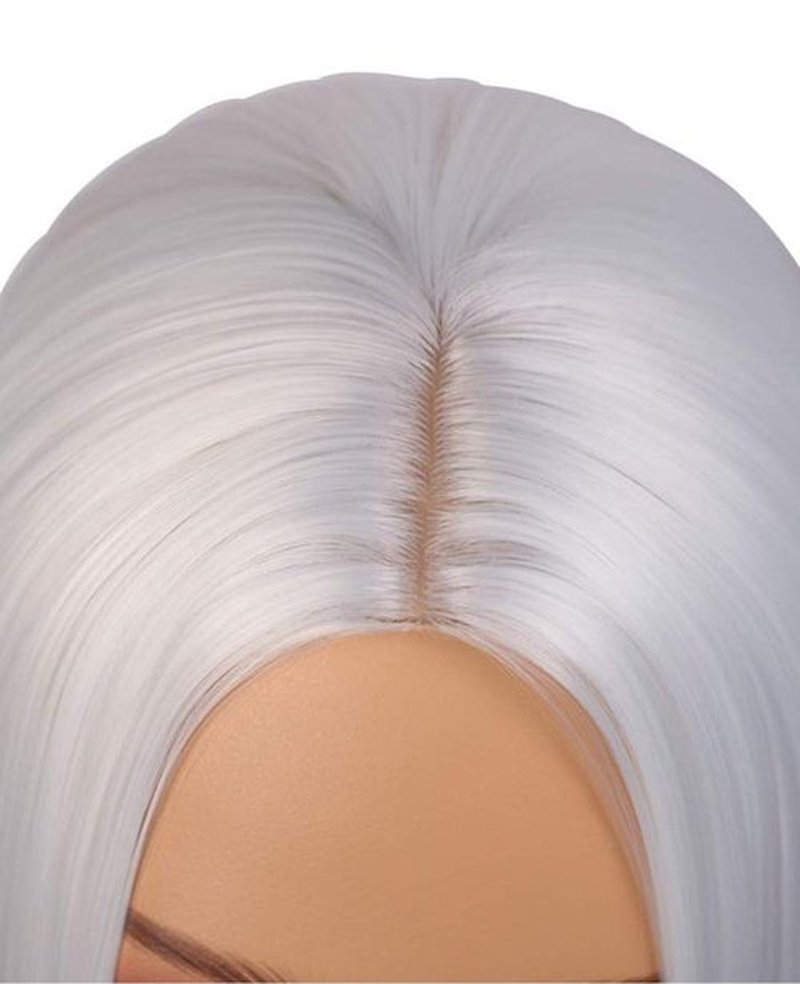 JOLNVCA Silver Wig Long Straight Wig for Girl Women Side Part Natural Looking Synthetic Heat Resistant Fiber Halloween Cosplay Costume