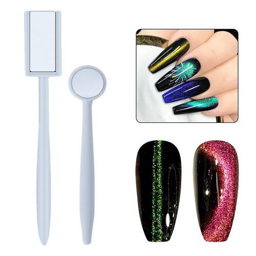MOLILON 29 Pieces Cat Eye Magnet for Nails Cat Eye Gel Nail Polish Magnet Round Magnet Beads 3d Cat Eye Nail Magnetic Nail Polish Tool Cat Eye Magnet Stick for Nail Art Accessories
