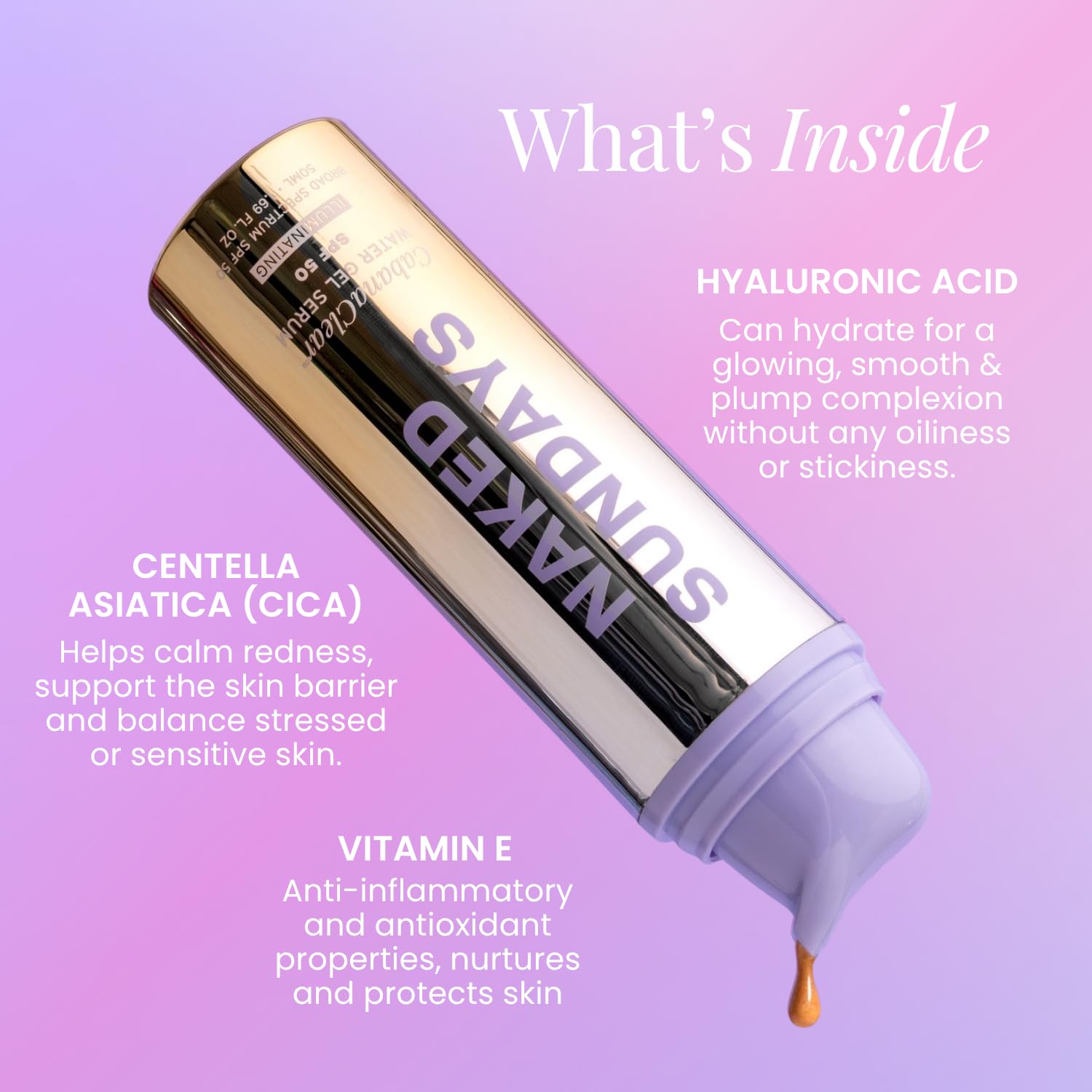 Naked Sundays CabanaClear SPF 50 Illuminating Sunscreen Serum for Face, Hydrating Water-Gel SPF, Radiant Glow Makeup Primer, Broad Spectrum UVA/UVB Protection, Silicone-Free, 50ml
