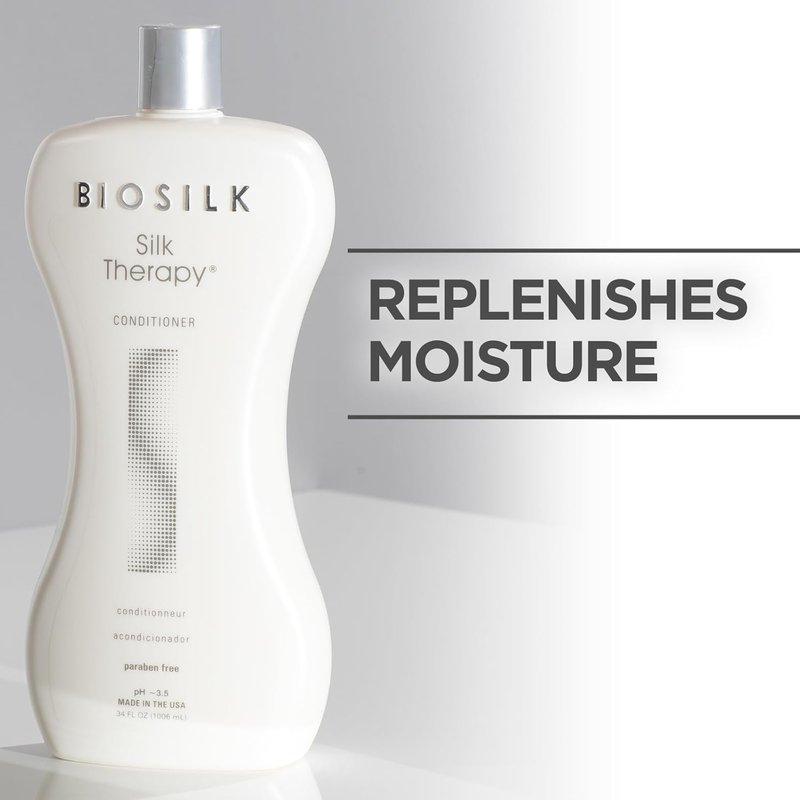 BioSilk Silk Therapy Conditioner - Moisturizing & Detangling Formula for Incredible Shine | 34 Oz