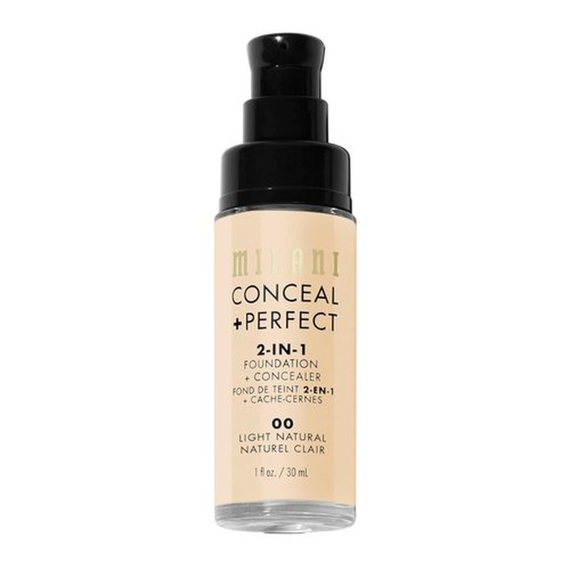 Milani Conceal + Perfect Liquid Foundation - Lightweight Coverage in Light Natural, 1 Fl. Oz.