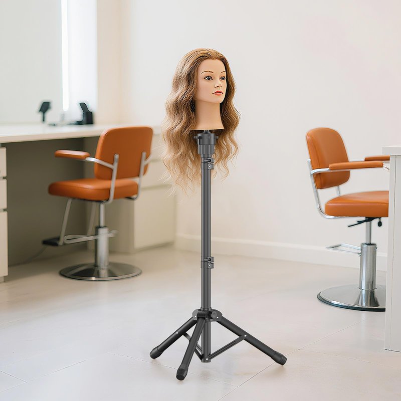Womnwomn Wig Stand Tripod, 50 Inch Adjustable Mannequin Head Stand, Wig Head Stand for Cosmetology, Hairdressing Training - Includes T-Pins, Comb, Hair Clips & Carrying Bag (Head Not Included)