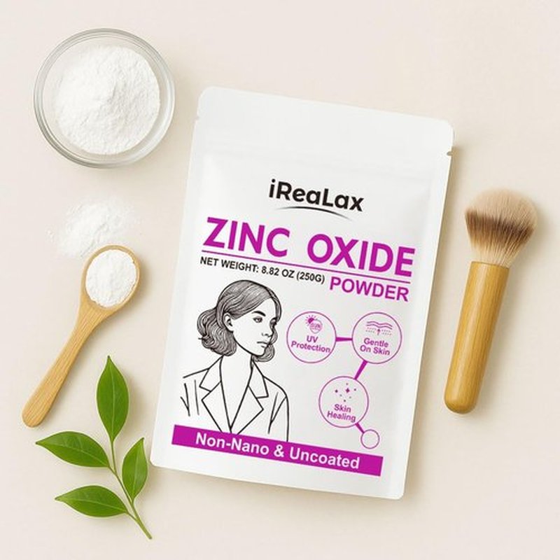 iReaLax Zinc Oxide Powder | 250g(8.82oz) Non Nano Uncoated Zinc Oxide Powder for Skin Protection, Skin Healing, Cosmetics Grade for DIY Sunscreen | lotions | Creams | serums | Deodorant