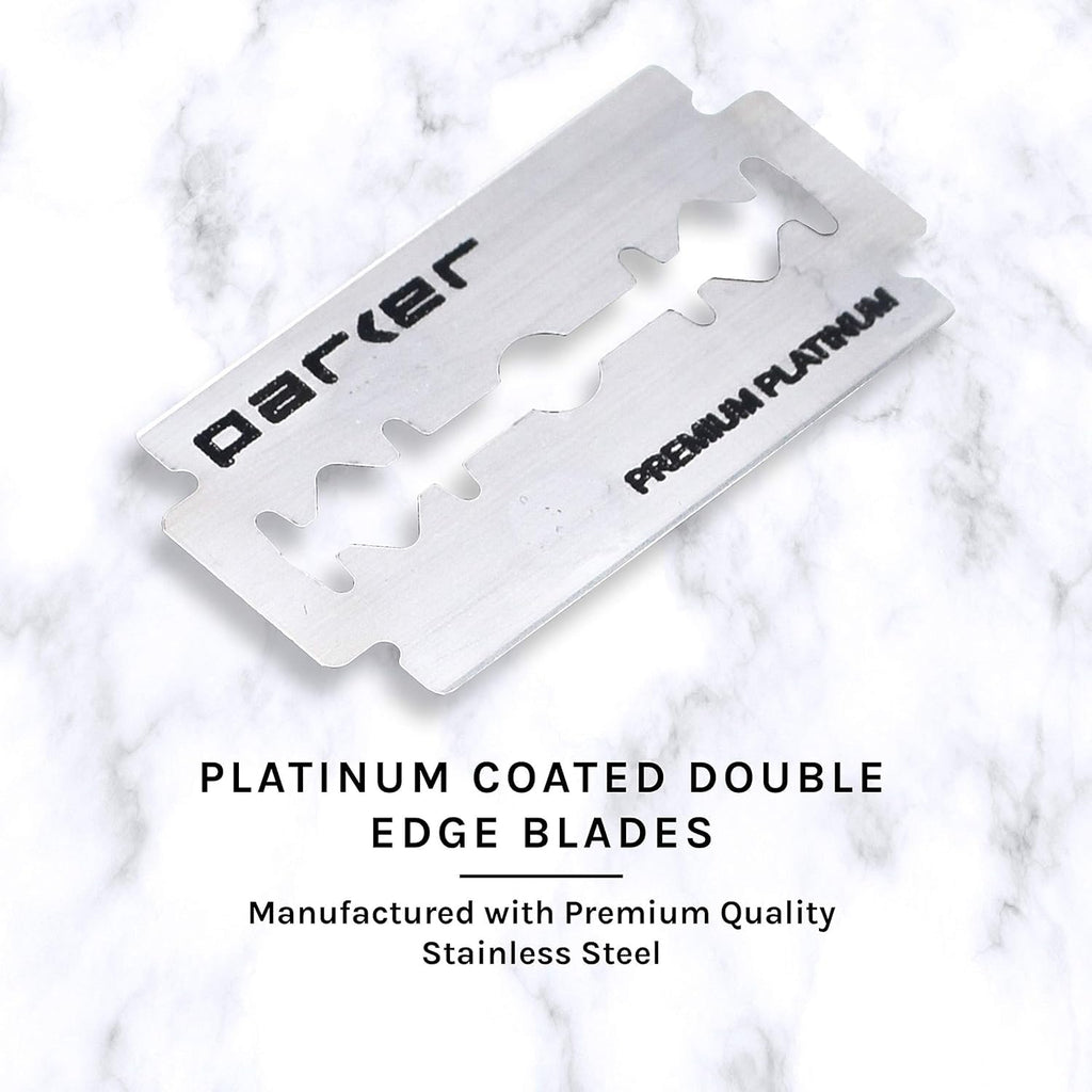 Parker, "The Convertible", Double Edge Safety Razor – Interchangeable Open & Closed Comb Plates, Solid Brass/Chrome 93 g Handle, Customizable Shave from Mild to Aggressive