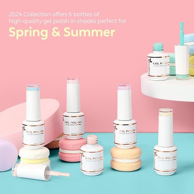 Nicedeco Gel Nail Polish Easter Spring Summer 6 Colors Gel Polish Green Blue Nude Pink Purple Nail Polish Gel Easter Gifts for Women Girls
