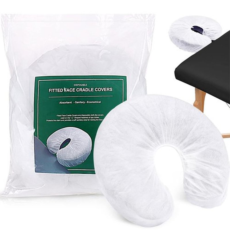 Noverlife Disposable Fitted Face Cradle Covers - 100PCS Ultra Soft Non-Woven Massage Table & Chair Covers | Universal Size