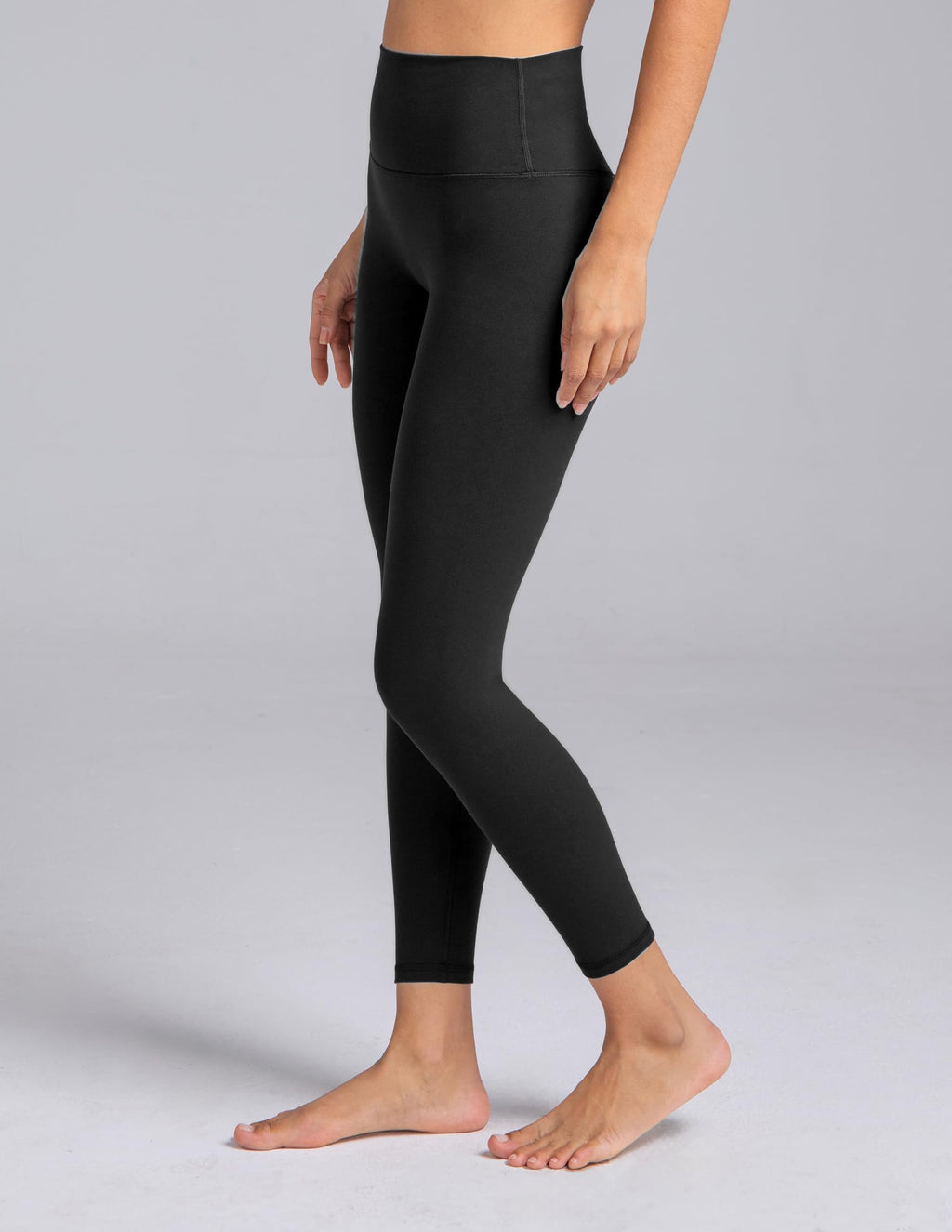 Colorfulkoala Dreamlux No Front Seam Leggings for Women 25" Inseam, High Waisted Buttery Soft 7/8 Yoga Pants (S, Black)