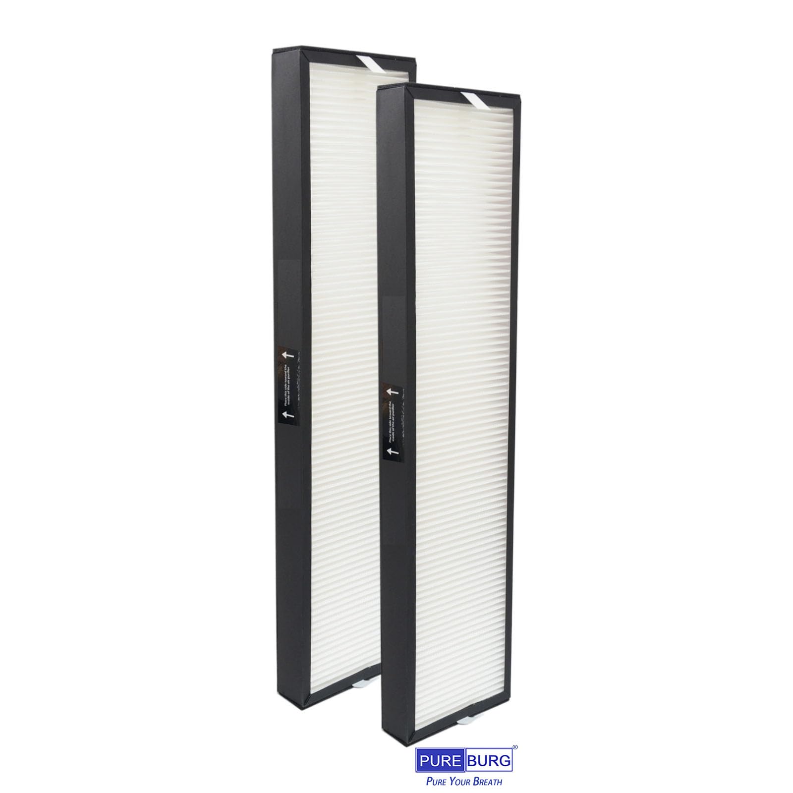 PUREBURG 182550 Replacement Filter Compatible with Bionair BAP536UV-U Air Purifier, 2-Pack H13 HEPA Activated Carbon Pre-Filters For Air Clean Dust VOCs Odor