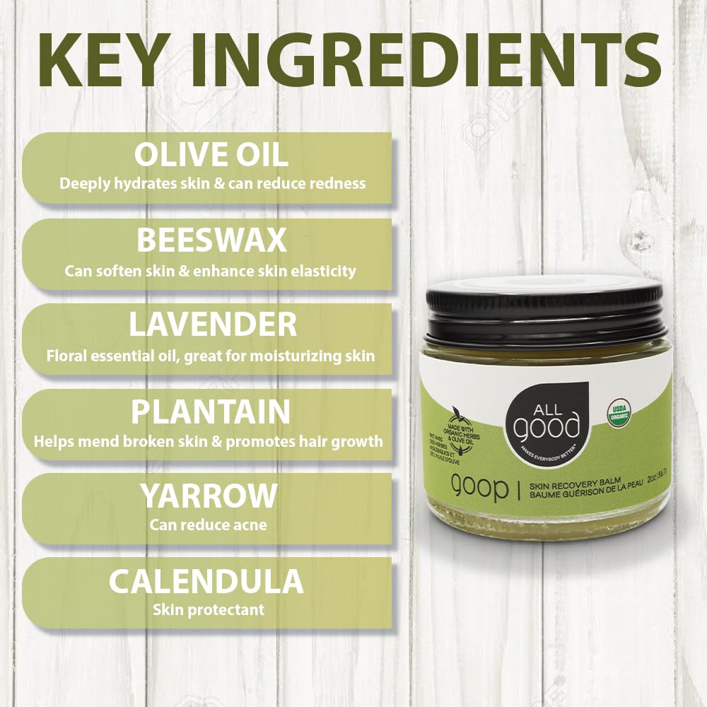 All Good Goop - Organic Skin Relief Balm & Ointment w/Calendula for Dry Skin, Scars, Eczema, Diaper Rash, Bug Bites, Burns, Chapped Lips - Safe for Baby & Sensitive Skin (2 oz)