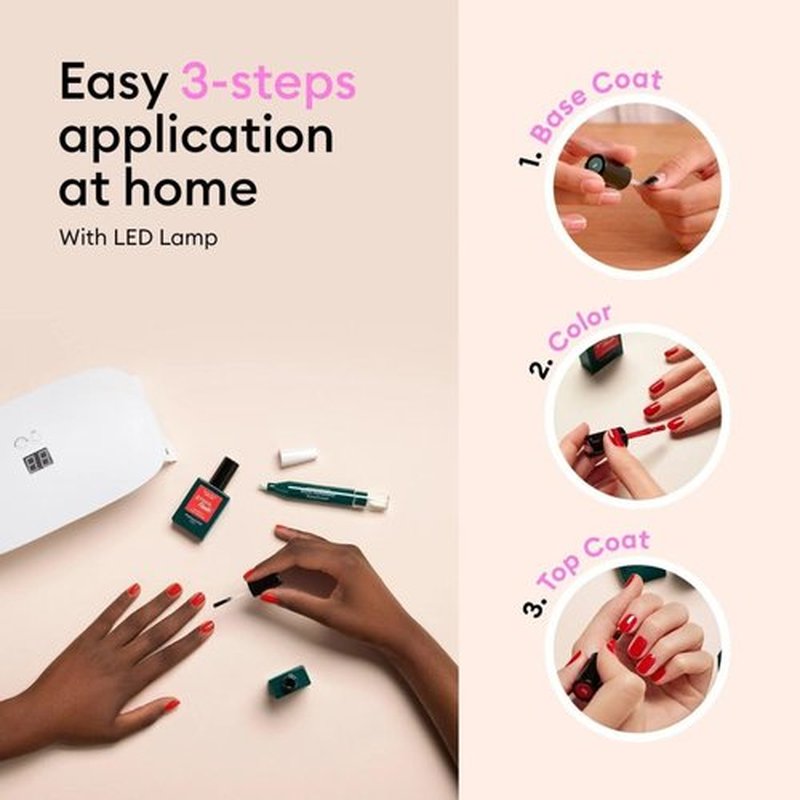 Manucurist Green Flash LED Hollyhock - Black Cherry Red Gel Nail Polish - Blackish Red Gel Polish - Vegan, 12-Free, Plant-Based - Strengthens and Protects the Nail - Made in France - 0.5 fl oz
