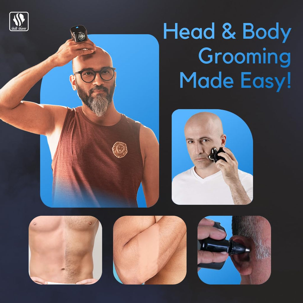 Skull Shaver Palm Shaver for Men - Head & Face Razor - Ergonomic Design - Waterproof Cordless Razor - Travel Friendly - Grooming Gift for Bald Men