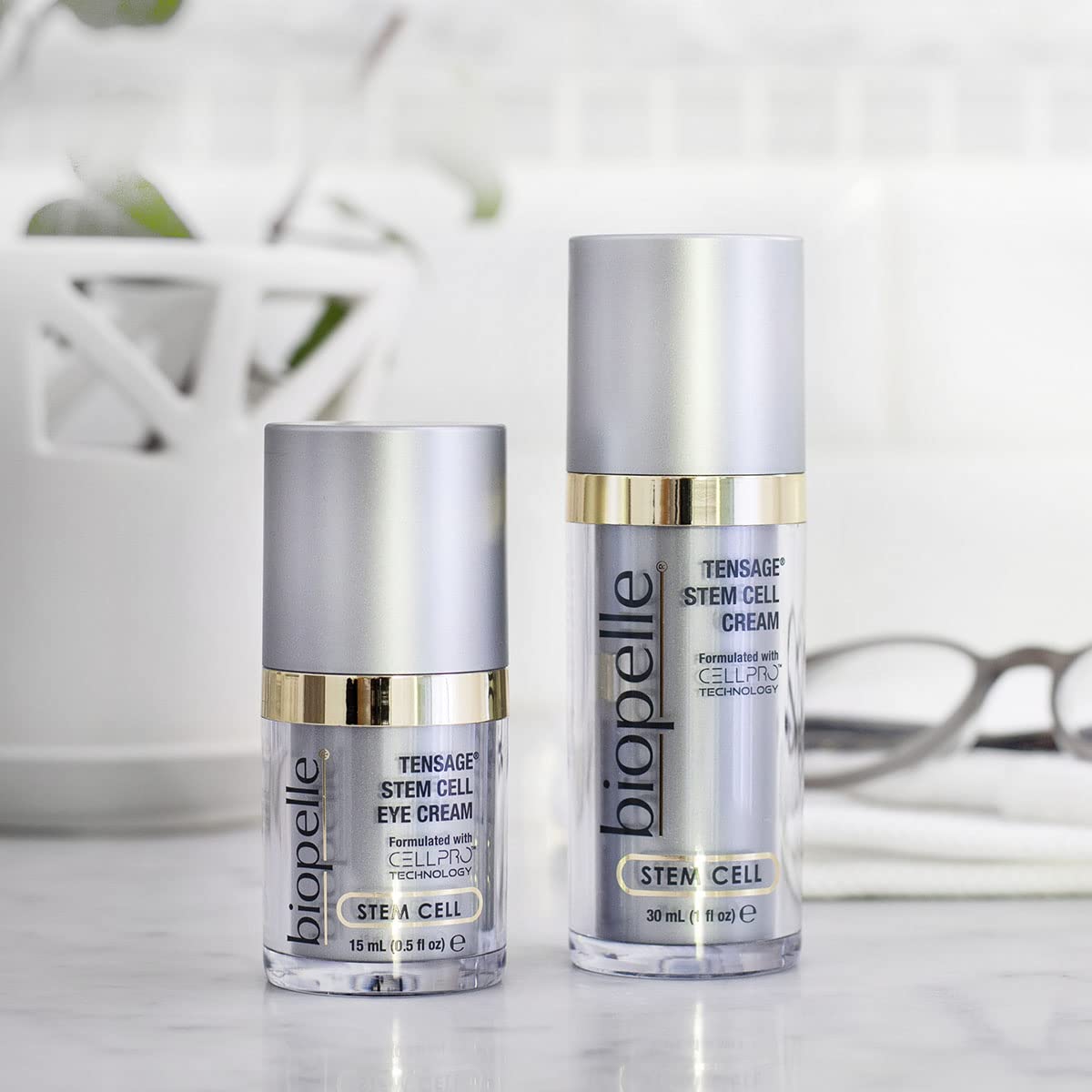 Biopelle Tensage Stem Cell Eye Cream, Under-Eye Cream for Dark Circles, Puffiness, and Bags with CellPro Technology, Caffeine, Retinol, and Peptides, 0.5 Oz