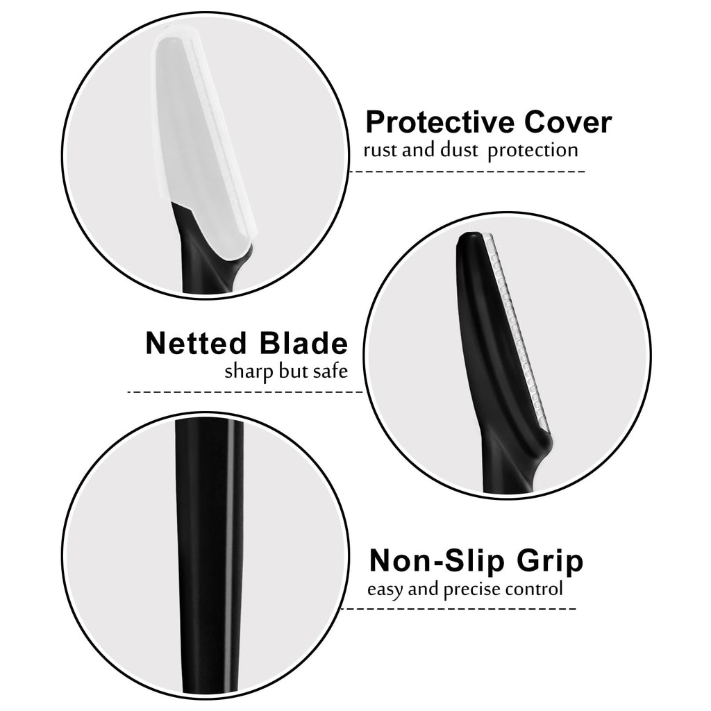 HFATMOS 12 Pcs Eyebrow Razors, Face Razors Multipurpose, Exfoliating Dermaplaning Tools, Eyebrow Trimmers Shaver with Protective Cover, Facial Hair Removal for Women Men Body Use