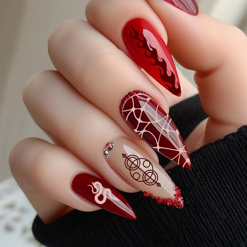 beinkmake 3Pcs Punk Nail Stamping Plate Set Snake Heart Nail Stamping Templates French Line Tip Nail Plates Flames Star Stainless Steel DIY Reusable Tools with Stamper Scraper for Manicure Printing