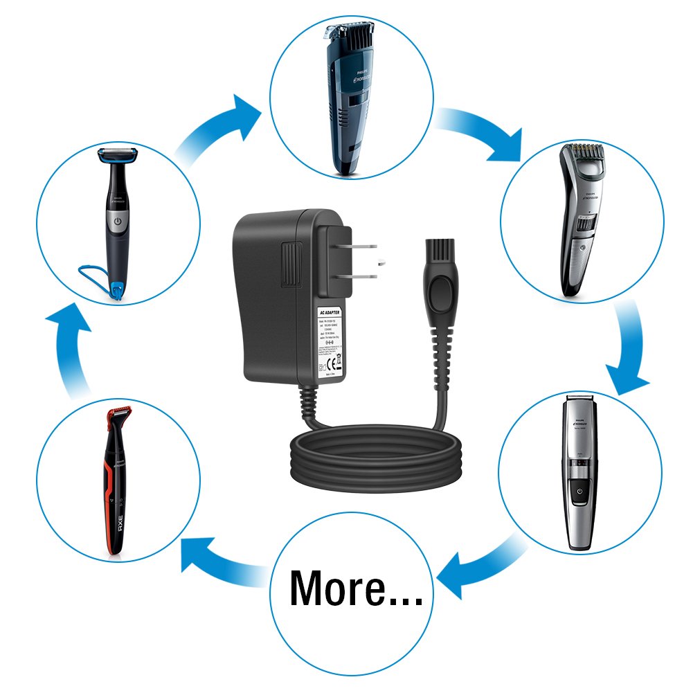 Outtag 15V Charger Cord Compatible with Philips Norelco HQ8505 3000 5000 6000 7000 9000 Series, Multigroom MG5750 MG7750 MG7770 MG7790 QP6531 BG7030 BG7040 BG5025 S9987 Shaver Trimmer Power Cord