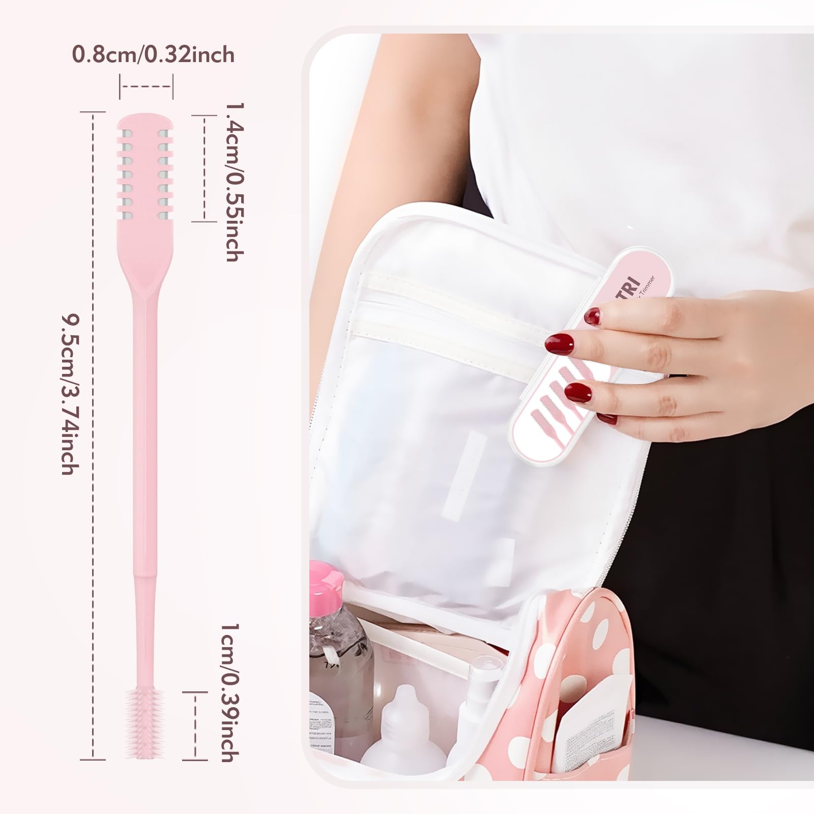 FLATRI 5PCS 2-in-1 Nasal Hair Cutter, 360° Rotating Nose Hair Trimmer Double Sided, Portable Nose Trimmer Manual for Women and Men(Pink)