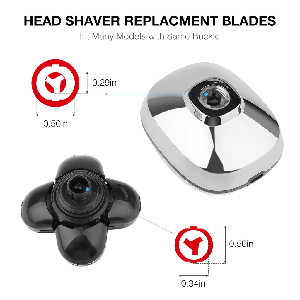 Universal 2pcs 5 Blades Shaver Replacement Heads Compatible with Freebird Head Shave for Freedom Grooming Replacement Head and More with Easy Clean Brush Blade Cover