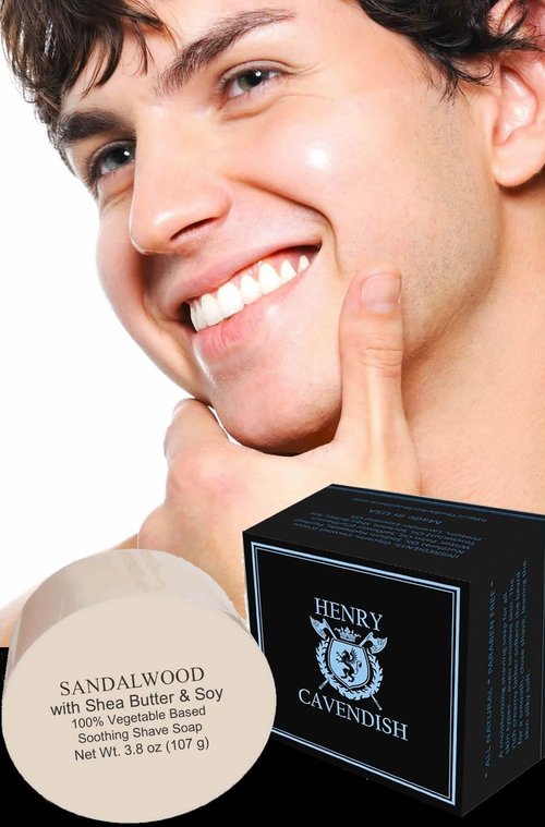 Henry Cavendish Sandalwood Shave Soap - Premium All-Natural Moisturizing Shaving Puck, 4 Oz Refill