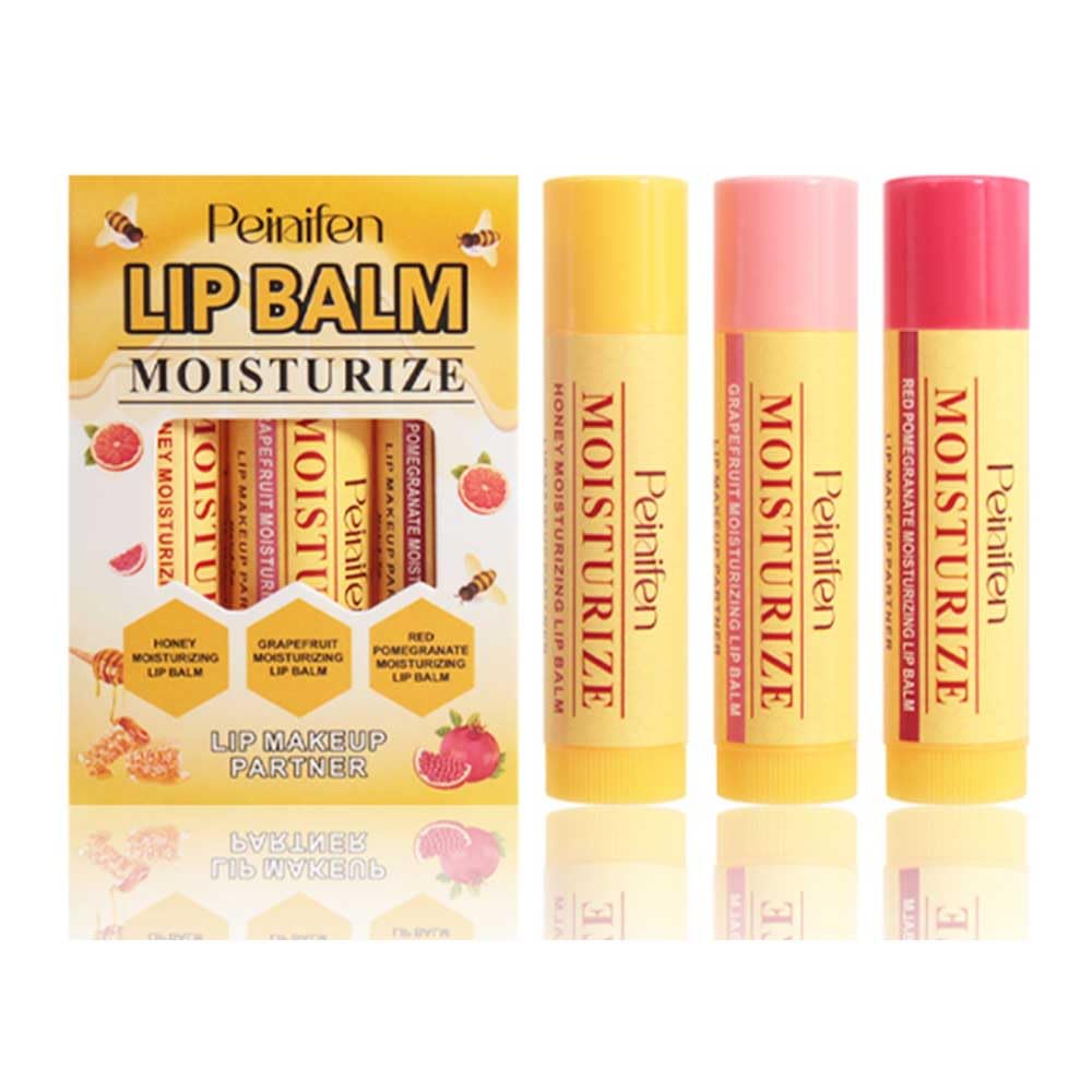 3 Pcs Honey Grapefruit & Red Pomegranate Lipstick Set, Hydrating Tinted Lip Balm Trio for Smooth Soft Lips, Moisturizing Lip Care Gift Set with Nourishing Natural Oils for Daily Nourished Shine