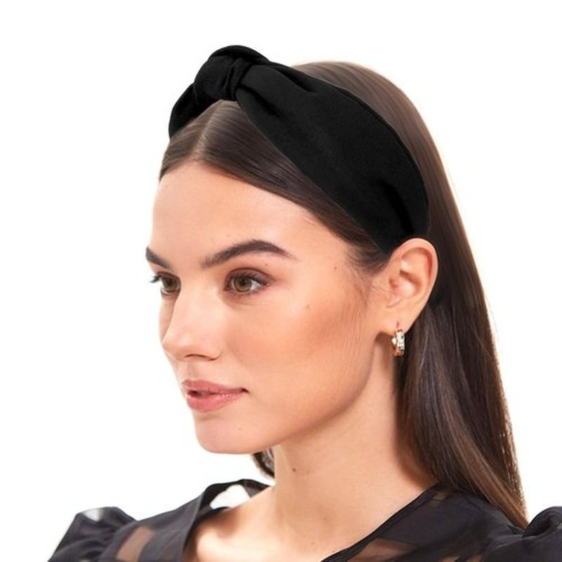 Amariver Black Headbands for Women Wide Knotted Headband Top Knot Hair Band Non-slip Head Band Soft Fashion Accessories for Women Girls