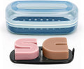 OZNER Clear Travel Soap Case - Leak-Proof Soap Holder with Draining Layer for Shampoo & Conditioner Bars | Blue, 1 Pack