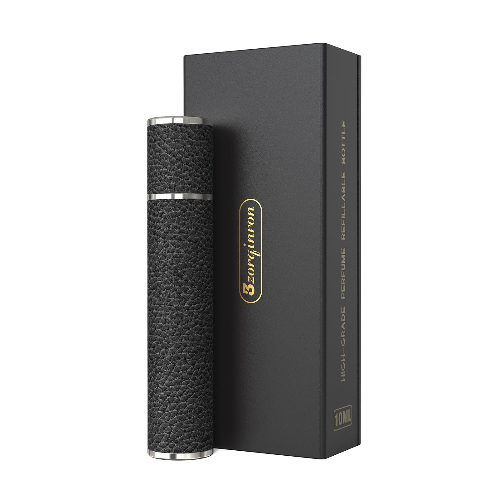 3zorqinron 10ML Genuine Leather Atomizer Sprayer for Perfume - Portable Mini Cologne Sprayer for Woman Man - Perfume Travel Refillable Bottle,Travel Essential Fragrance Spray Bottle (Black)